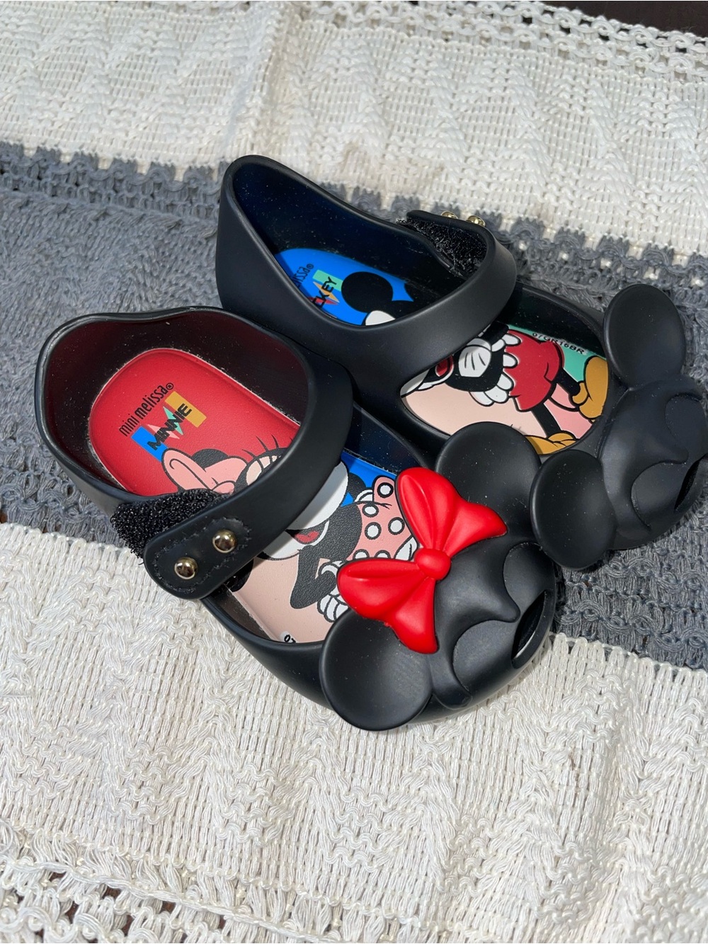 Mini Melissa Minnie Mouse Shoes Toddler Size 5 Baby Black Disney Bow Jelly Flats